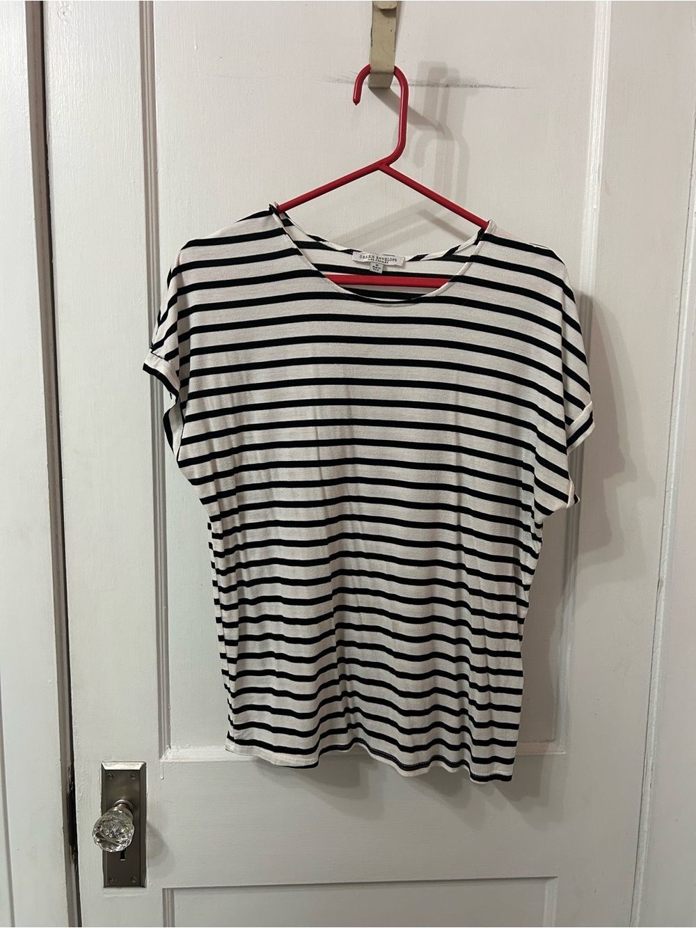 Green Envelope Black & White Striped Short-Sleeve Tee